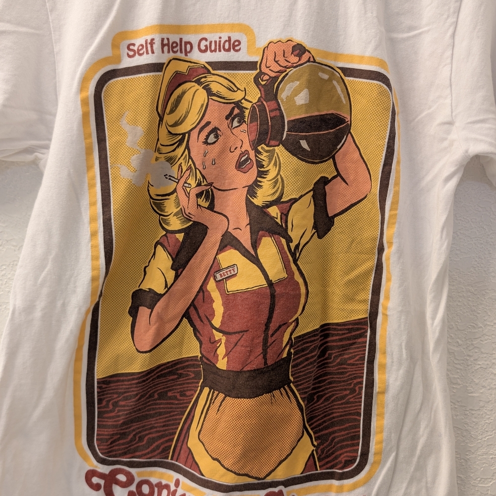 Tultex White and Red Short Sleeve Tee Coping With Stress Funny Saying Size Small - Picture 7 of 7